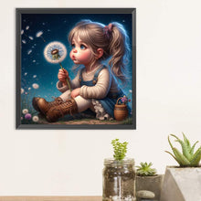 Load image into Gallery viewer, Diamond Painting - Full Round - Cute girl with big eyes (30*30CM)