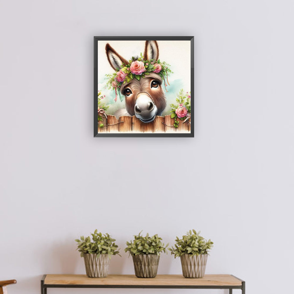 Diamond Painting - Full Round - donkey wearing flowers (30*30CM)