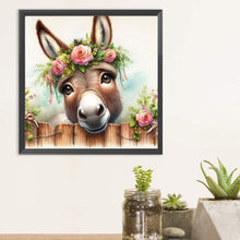 Load image into Gallery viewer, Diamond Painting - Full Round - donkey wearing flowers (30*30CM)
