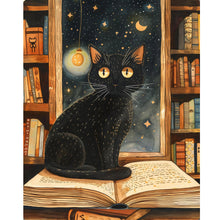 Load image into Gallery viewer, Diamond Painting - Full Round - Library little black cat (40*50CM)