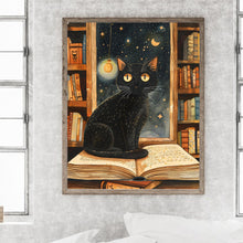 Load image into Gallery viewer, Diamond Painting - Full Round - Library little black cat (40*50CM)