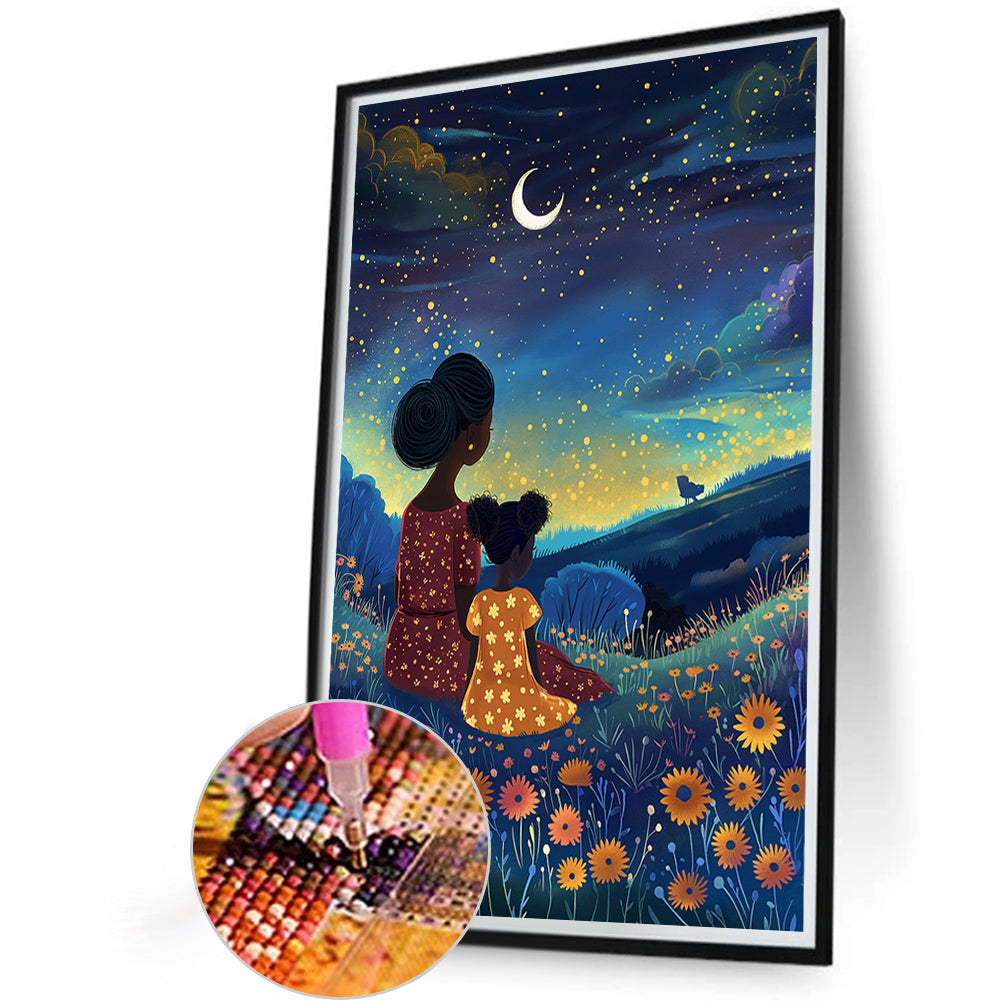 Diamond Painting - Full Round - Night sky¡¤Mother and child (40*60CM)