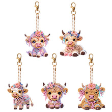 Load image into Gallery viewer, 5Pcs Double Sided Animal Diamond Painting Keychain for Home Birthday Party Decor
