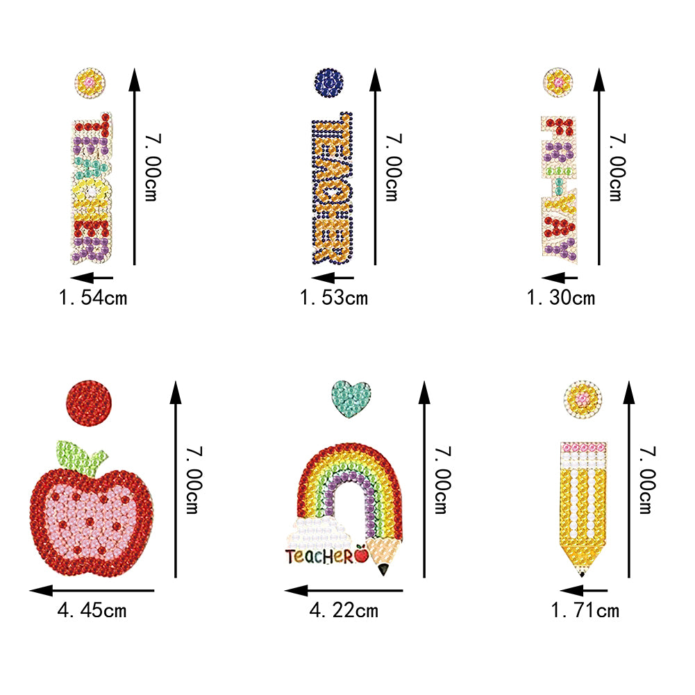 6 Pairs Double Sided Teacher Diamond Painting Earrings Mosaic Drill Earring Kits
