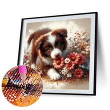 Load image into Gallery viewer, Diamond Painting - Full Round - Flowers black and white puppy (30*30CM)