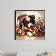 Load image into Gallery viewer, Diamond Painting - Full Round - Flowers black and white puppy (30*30CM)