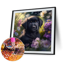 Load image into Gallery viewer, Diamond Painting - Full Round - Flower black puppy (30*30CM)