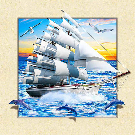 AB Diamond Painting - Full Round - Long sail breaks the waves (40*40CM)