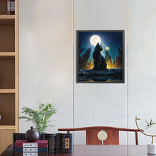 Load image into Gallery viewer, AB Diamond Painting - Full Round - Black cat under the moon (45*50CM)