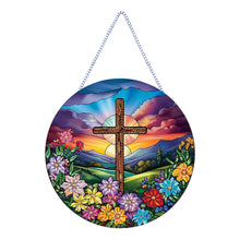 Load image into Gallery viewer, Cross Diamond Painting Art Pendant Colorful Diamond Drawing Hanging Ornament