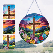 Load image into Gallery viewer, Cross Diamond Painting Art Pendant Colorful Diamond Drawing Hanging Ornament