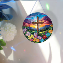 Load image into Gallery viewer, Cross Diamond Painting Art Pendant Colorful Diamond Drawing Hanging Ornament