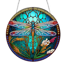 Load image into Gallery viewer, Dragonfly Diamond Painting Art Pendant Colorful Diamond Drawing Hanging Ornament
