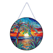 Load image into Gallery viewer, Coconut Palm Diamond Painting Art Pendant Acrylic Diamond Painting Hanging Decor