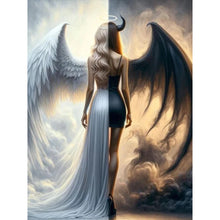 Load image into Gallery viewer, Diamond Painting - Full Round - black and white angel (30*40CM)