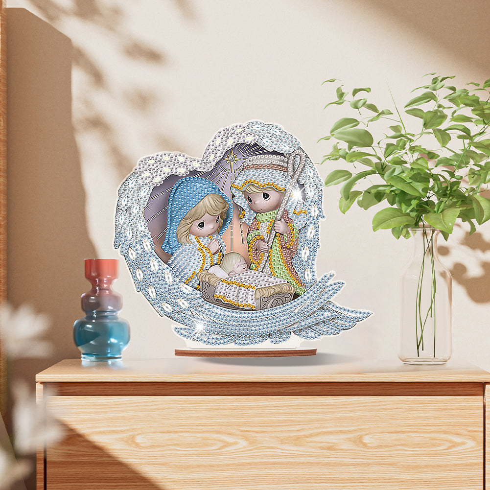 Wooden Figure Desktop Diamond Art Kits Colorful Precious Moment Dolls Cute Dolls