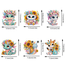Load image into Gallery viewer, 6Pcs Double Sided Flower Animal Diamond Art Keyring Cute Animal DIY Crafts Decor