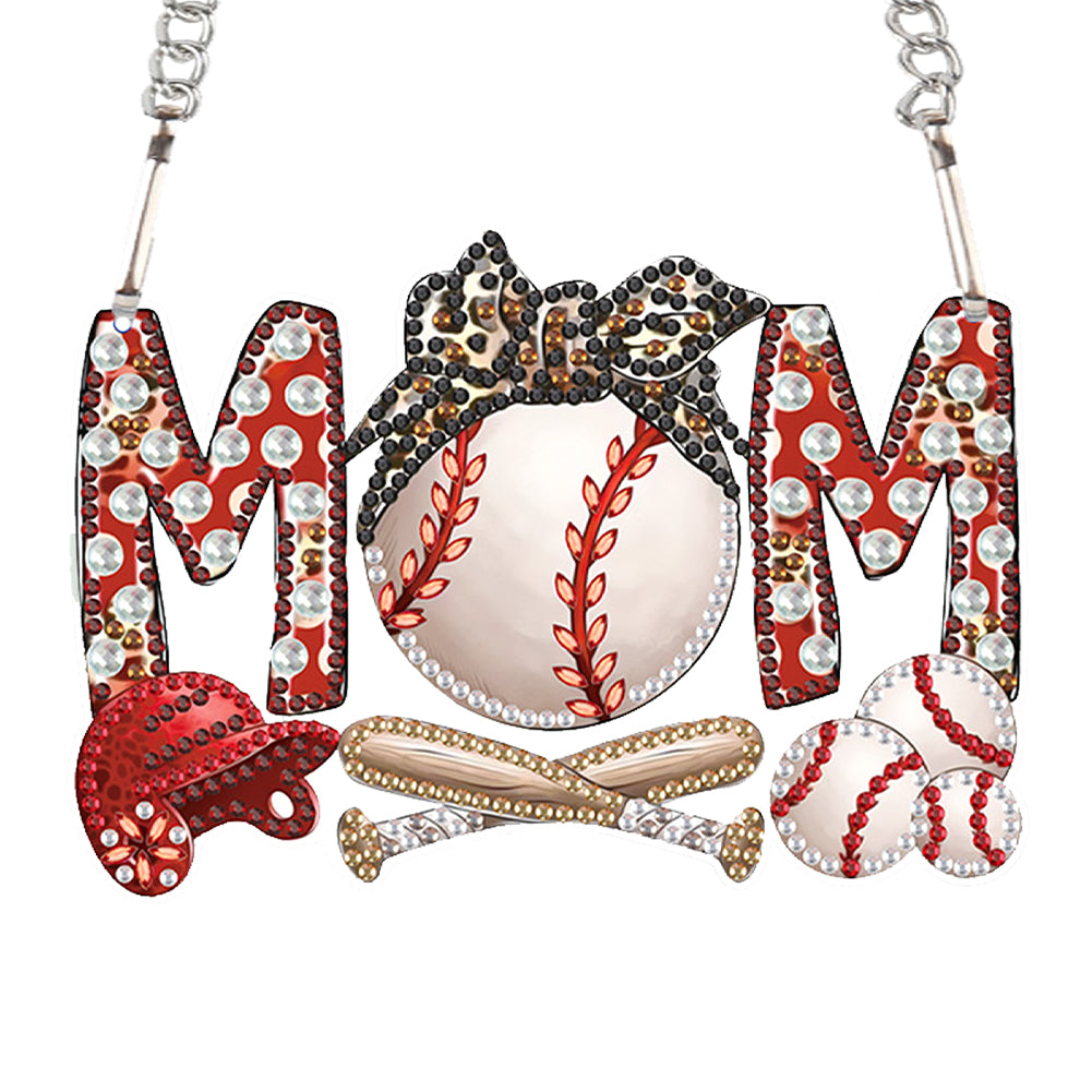 Mom Baseball Art Diamond Painting Hanging Pendant Acrylic Home Windows Decor
