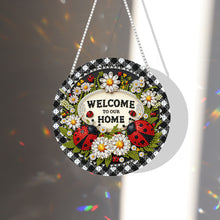 Load image into Gallery viewer, Suncatcher Welcome Sign Diamond Painting Art Pendant Colorful Home Windows Decor