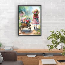 Load image into Gallery viewer, Diamond Painting - Full Round - The little girl pushing the float¡¤Pink (30*40CM)