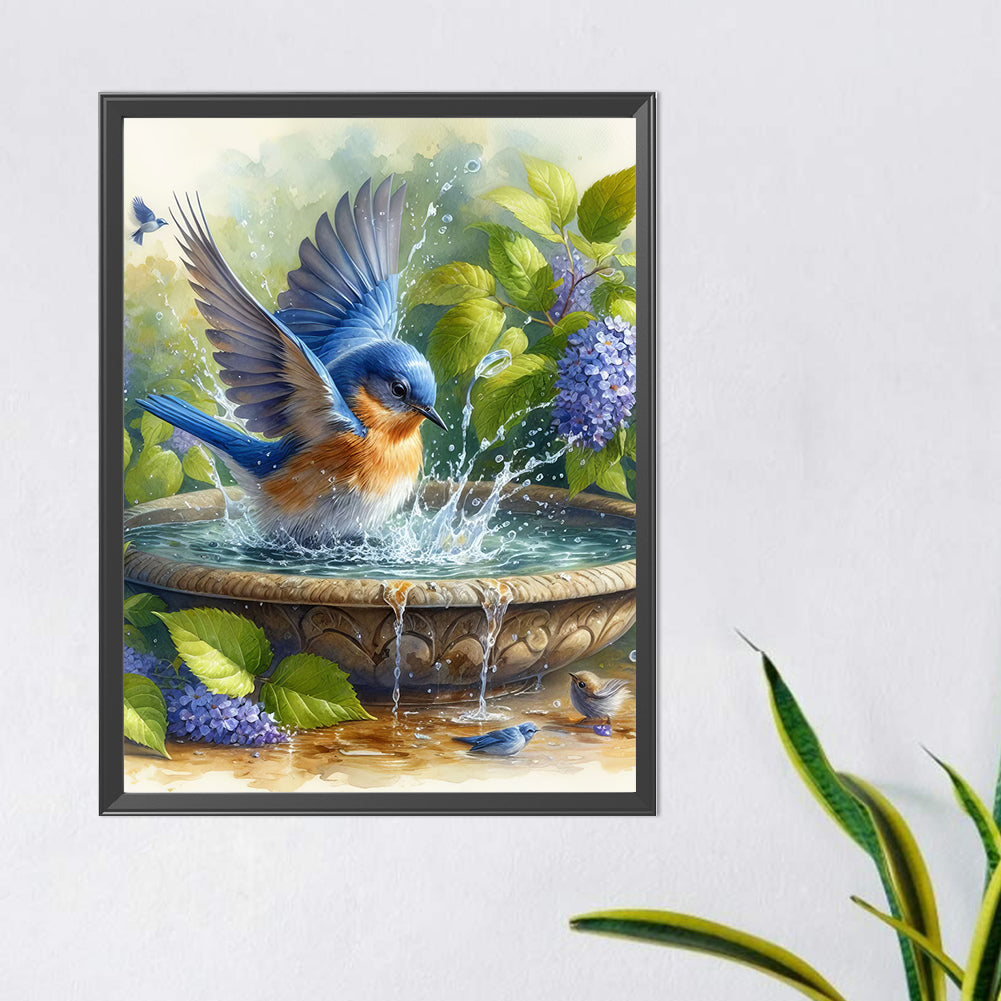 Diamond Painting - Full Round - Birds playing in water (40*50CM)