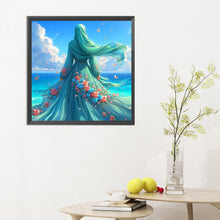 Load image into Gallery viewer, Diamond Painting - Full Round - Woman in headscarf with flowers on the beach (30*30CM)