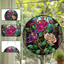 Load image into Gallery viewer, Roses Diamond Painting Art Pendant Flower Acrylic Diamond Painting Hanging Decor