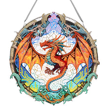 Load image into Gallery viewer, Acrylic Stained Glass Dragon Flower Colorful Diamond Painting Hanging Pendant