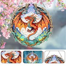 Load image into Gallery viewer, Acrylic Stained Glass Dragon Flower Colorful Diamond Painting Hanging Pendant