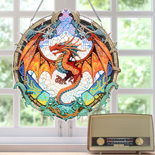 Load image into Gallery viewer, Acrylic Stained Glass Dragon Flower Colorful Diamond Painting Hanging Pendant