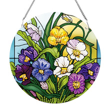 Load image into Gallery viewer, Acrylic Stained Glass Dragon Flower Colorful Diamond Painting Hanging Pendant