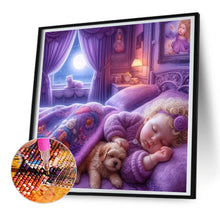 Load image into Gallery viewer, Diamond Painting - Full Round - Good night baby and puppy (30*30CM)