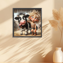 Load image into Gallery viewer, Diamond Painting - Full Round - sunshine girl and cow (30*30CM)