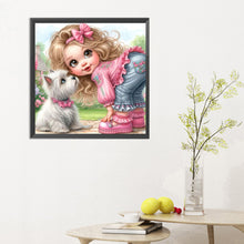 Load image into Gallery viewer, Diamond Painting - Full Round - Naughty girl and puppy (30*30CM)