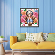Load image into Gallery viewer, Diamond Painting - Partial Special Shaped - Optimistic old lady on swing (30*30CM)