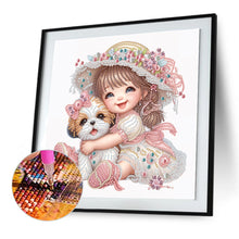 Load image into Gallery viewer, Diamond Painting - Partial Special Shaped - Puppy and happy girl (30*30CM)
