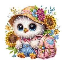 Load image into Gallery viewer, Diamond Painting - Partial Special Shaped - Sunflower white owl at the beginning of school season (30*30CM)