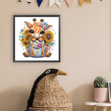 Load image into Gallery viewer, Diamond Painting - Partial Special Shaped - Little giraffe with sunflowers in school season (30*30CM)