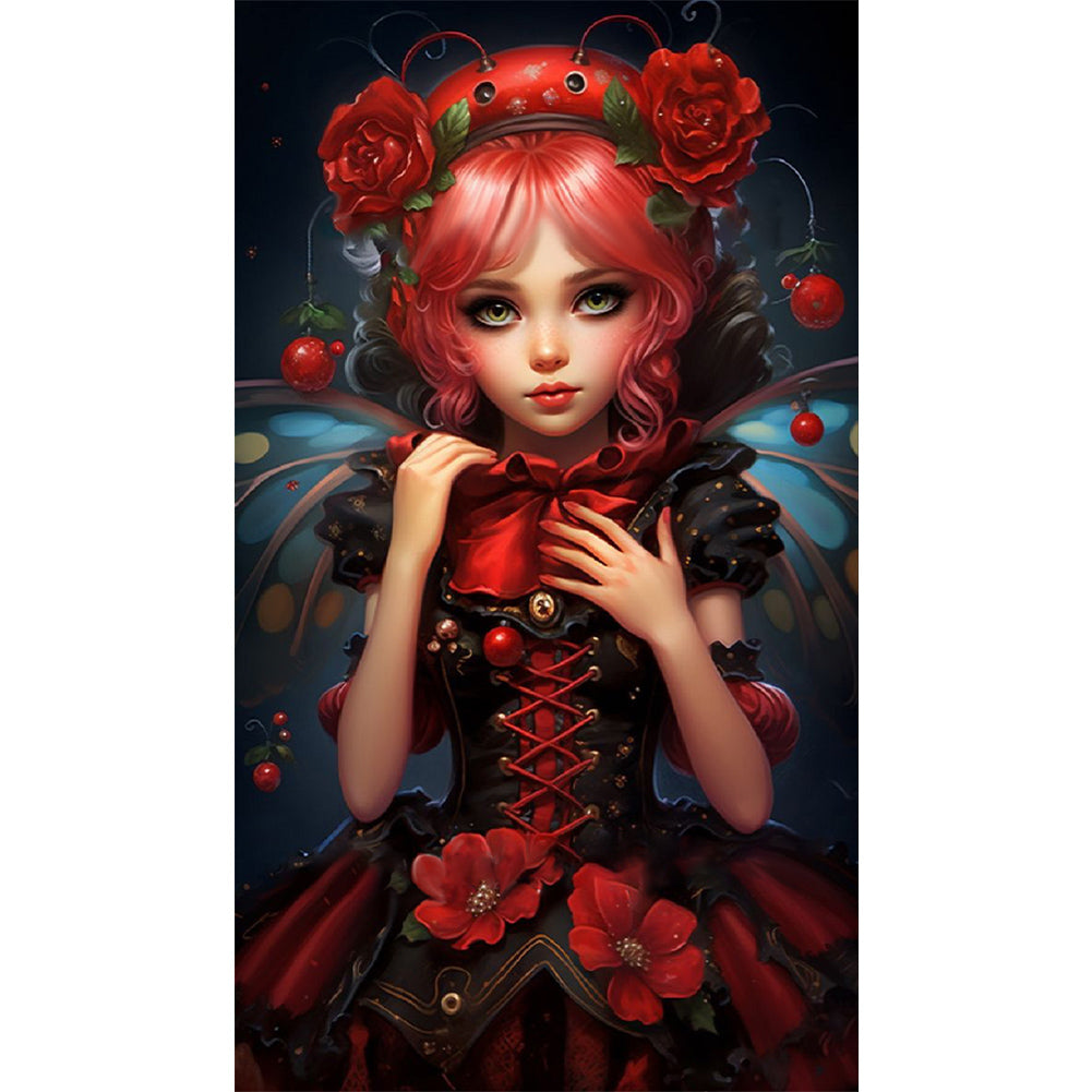AB Diamond Painting - Full Round - red hair rose girl (40*70CM)