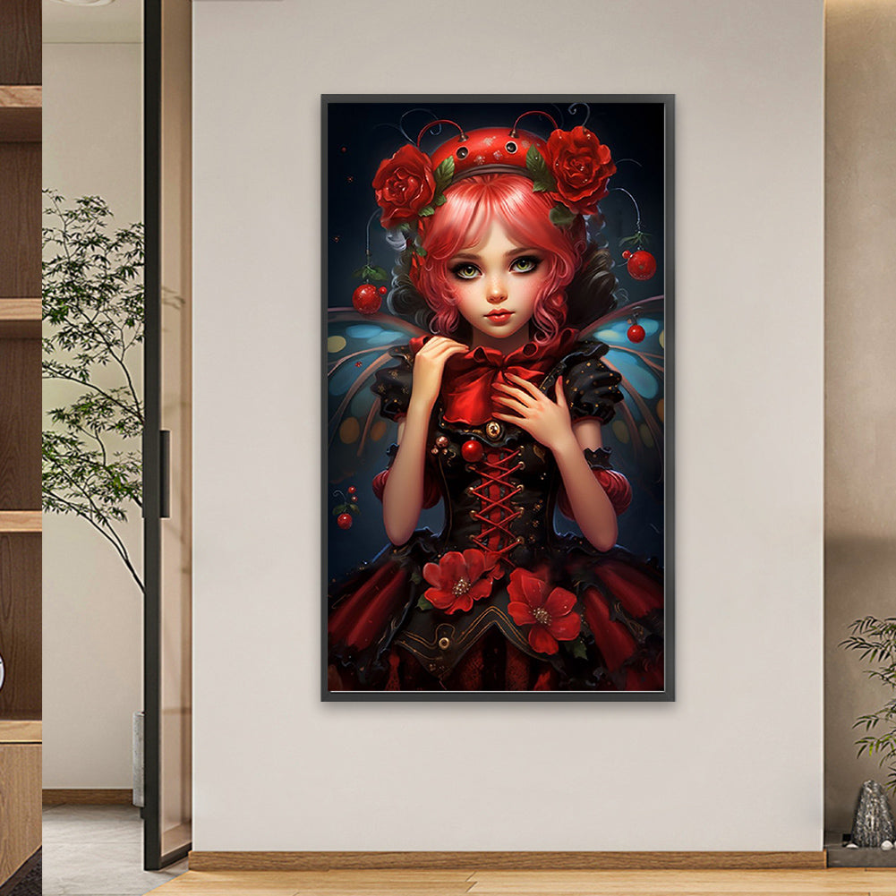 AB Diamond Painting - Full Round - red hair rose girl (40*70CM)