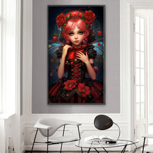 Load image into Gallery viewer, AB Diamond Painting - Full Round - red hair rose girl (40*70CM)