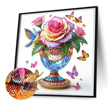 Load image into Gallery viewer, Diamond Painting - Partial Special Shaped - Rose Hummingbird Crystal Cup (30*30CM)