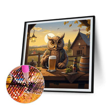 Load image into Gallery viewer, Diamond Painting - Full Round - Owl drinking beer (30*30CM)
