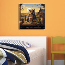 Load image into Gallery viewer, Diamond Painting - Full Round - Owl drinking beer (30*30CM)
