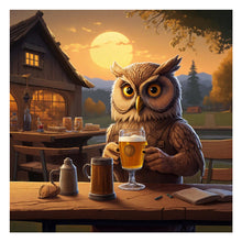 Load image into Gallery viewer, Diamond Painting - Full Round - Owl drinking beer (30*30CM)
