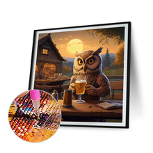 Load image into Gallery viewer, Diamond Painting - Full Round - Owl drinking beer (30*30CM)