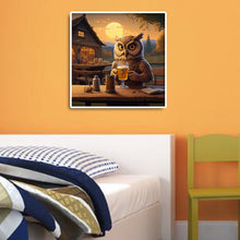 Load image into Gallery viewer, Diamond Painting - Full Round - Owl drinking beer (30*30CM)