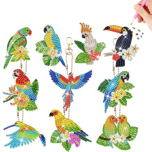 Load image into Gallery viewer, 10Pcs Double Sided Parrot Diamond Painting Art Keychain Pendant DIY Crafts Decor