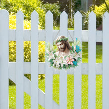 Load image into Gallery viewer, Acrylic Special Shaped Lily Jesus Diamond Art Painting Wreath Hanging Sign Decor