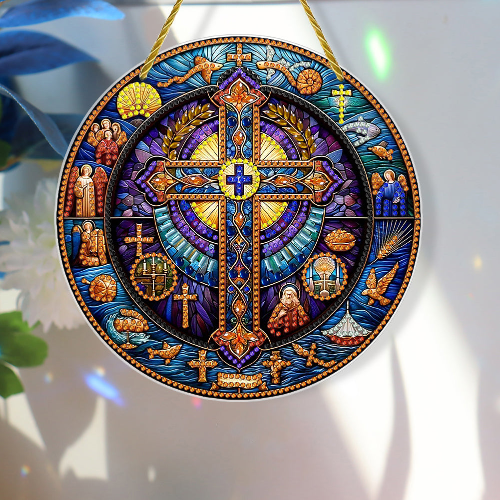 Double Sided Cross Hanging Diamond Art Kits Diamond Painting Hanging Decorations